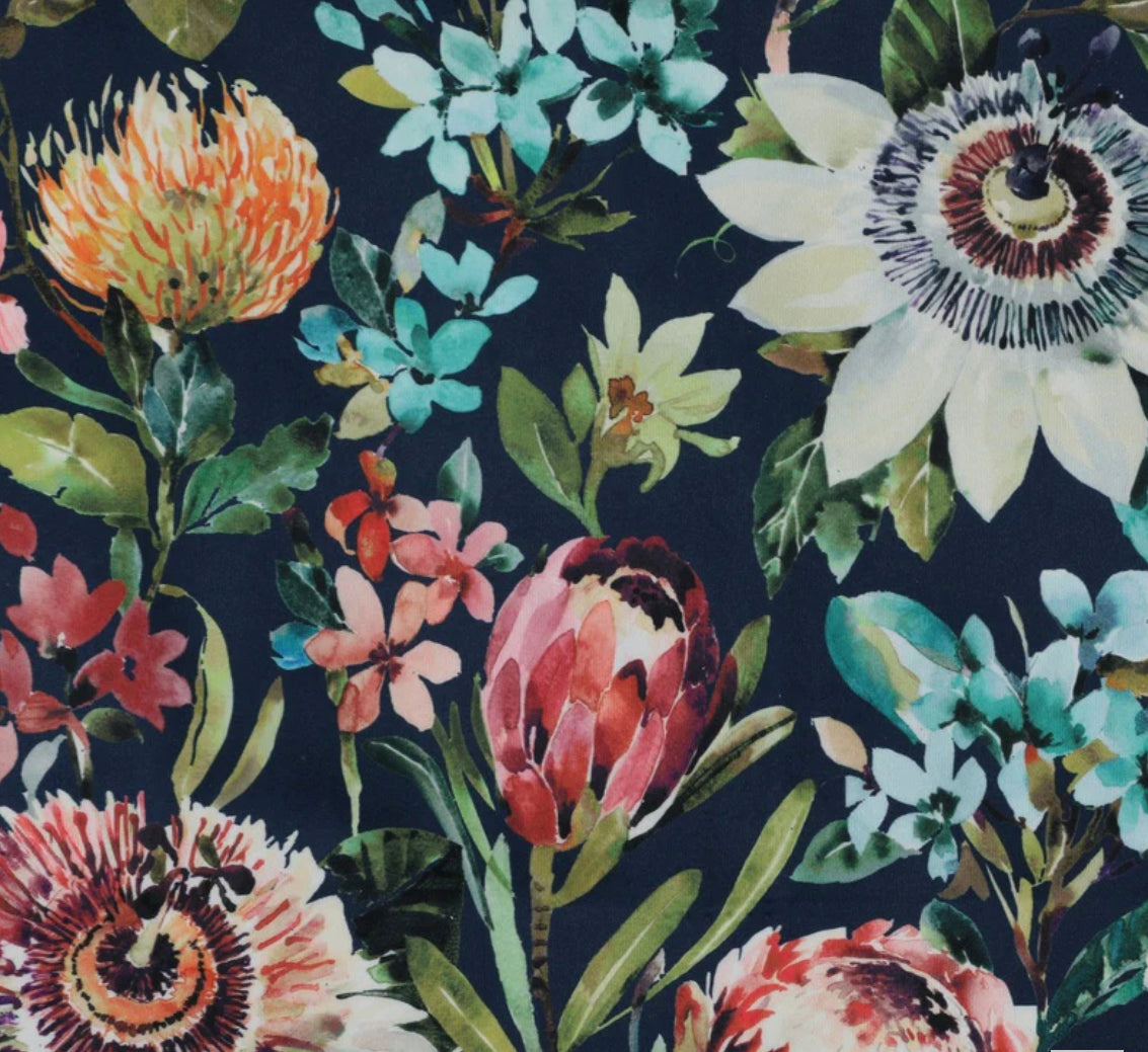 Floral summer garden velvet coolie lampshade/ ceiling light shade, empire lampshade, midnight