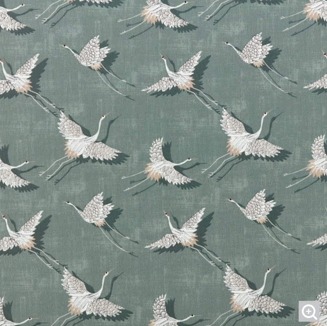 Flying birds in olive cylinder lampshade, in cotton, extra tall lampshade