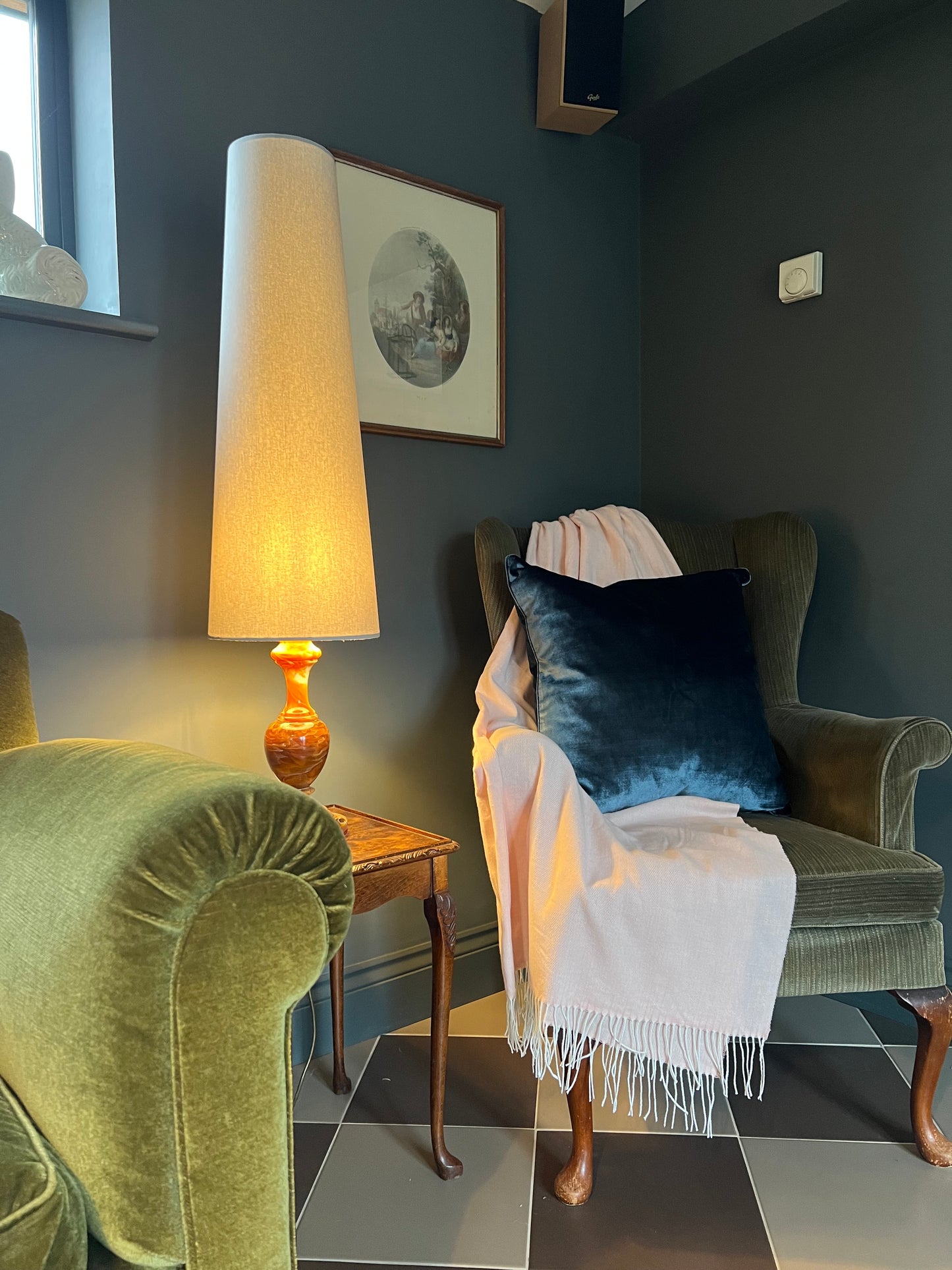 Grey cotton cone lampshade, extra tall lampshade