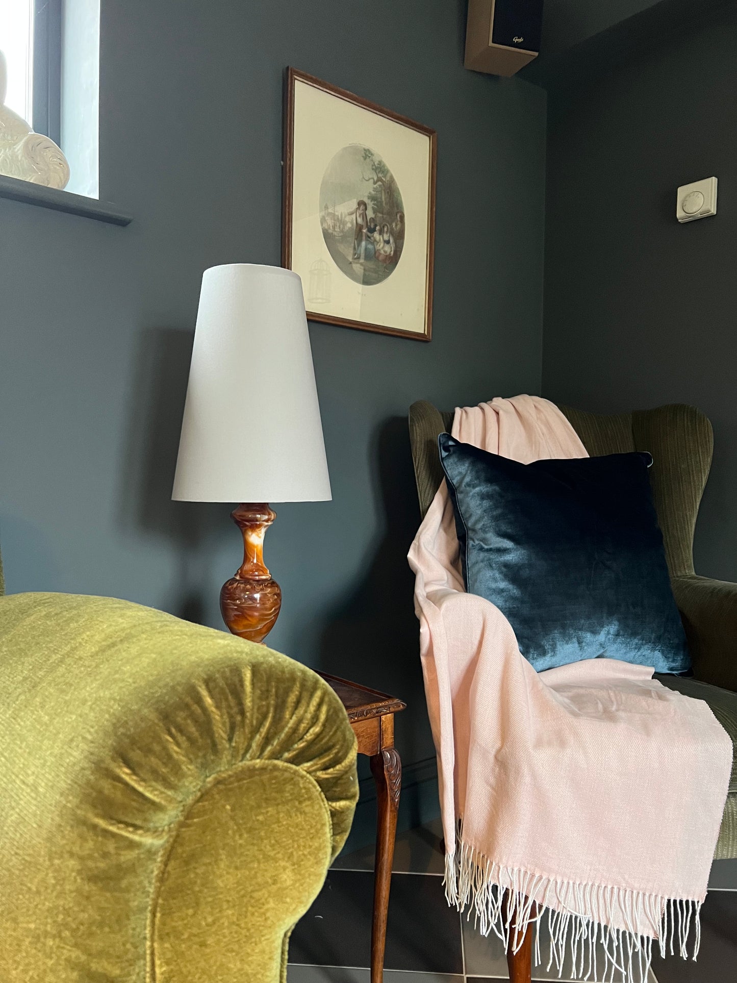 Grey cotton cone lampshade, extra tall lampshade