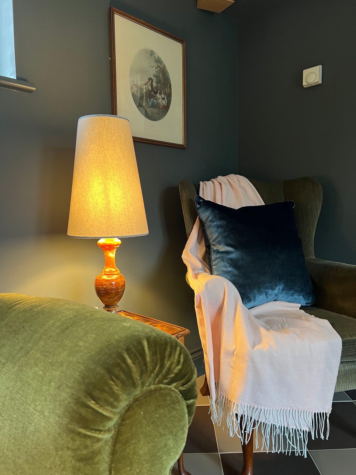 Grey cotton cone lampshade, extra tall lampshade