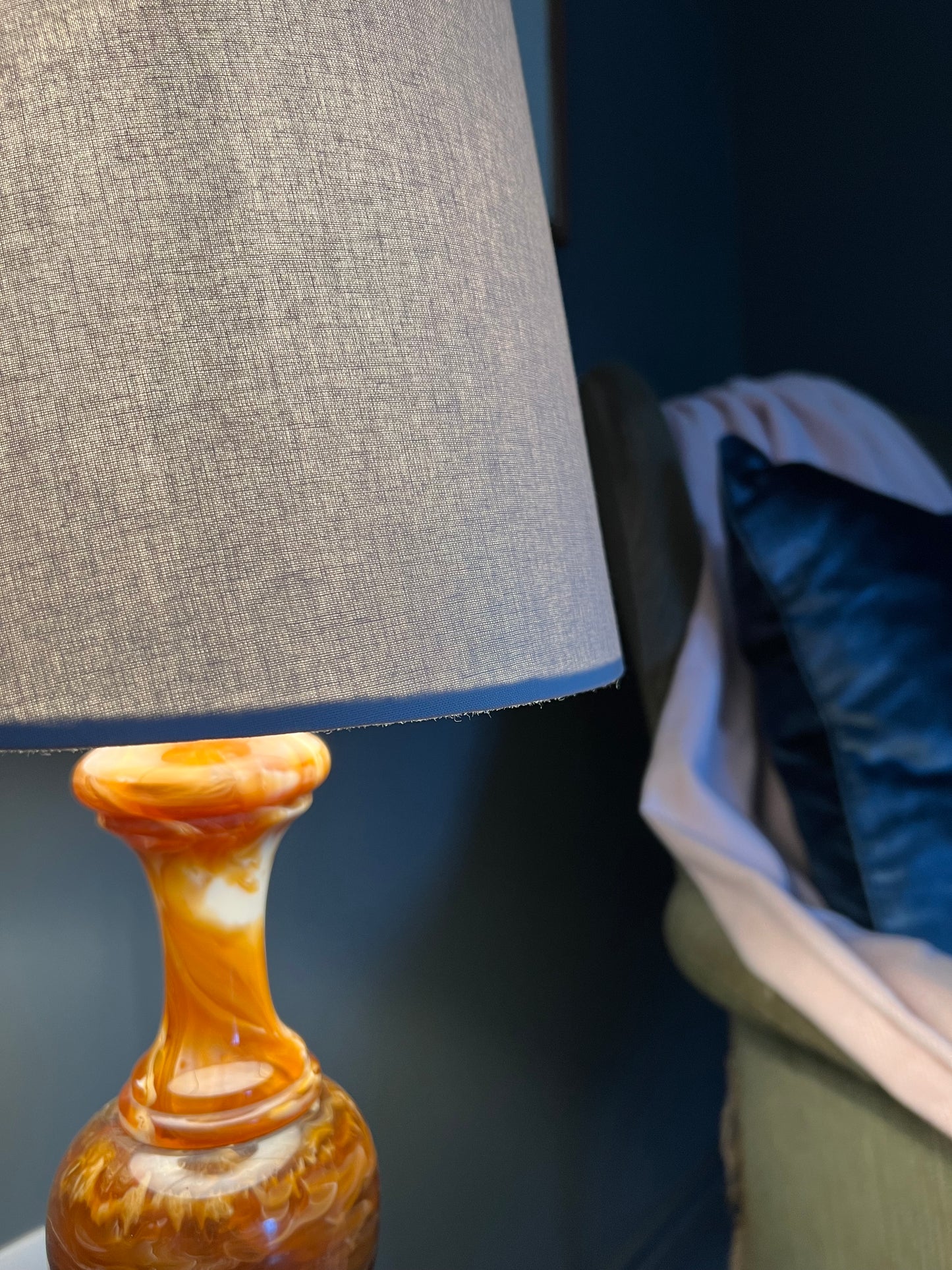 Grey cotton cone lampshade, extra tall lampshade