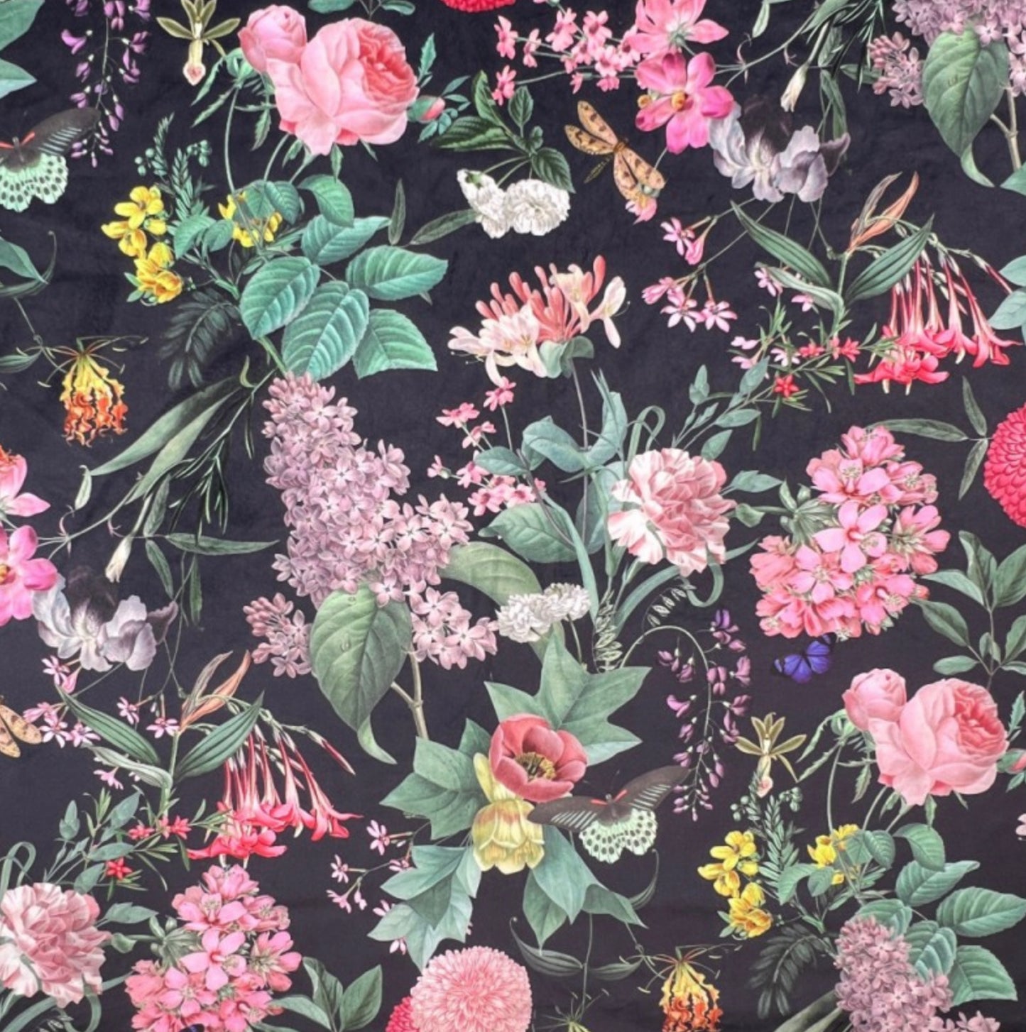Butterfly floral velvet coolie lampshade/ ceiling shade, in black, empire lampshade