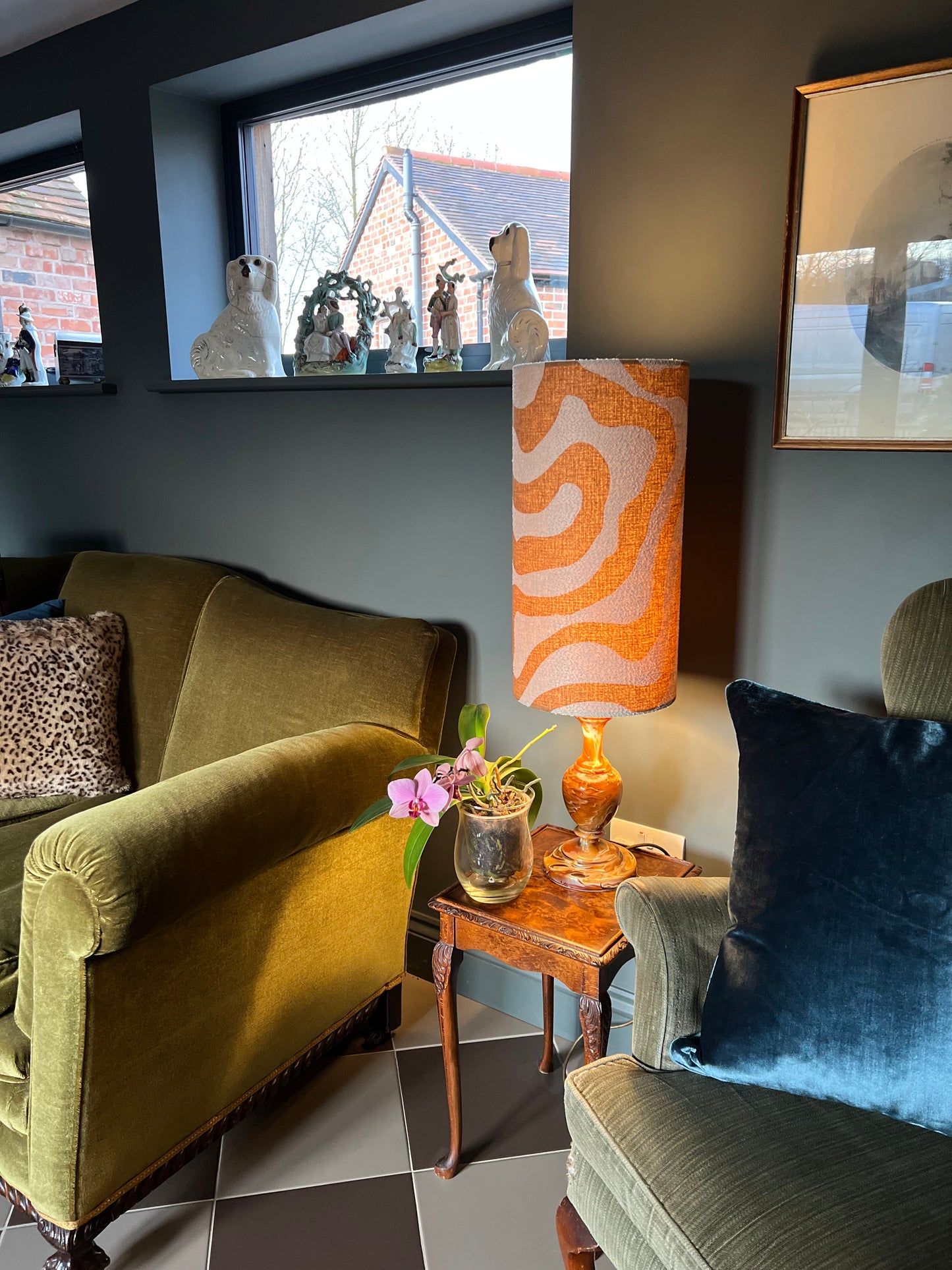 Sandstone Wiggle cylinder lampshade, extra tall lampshade