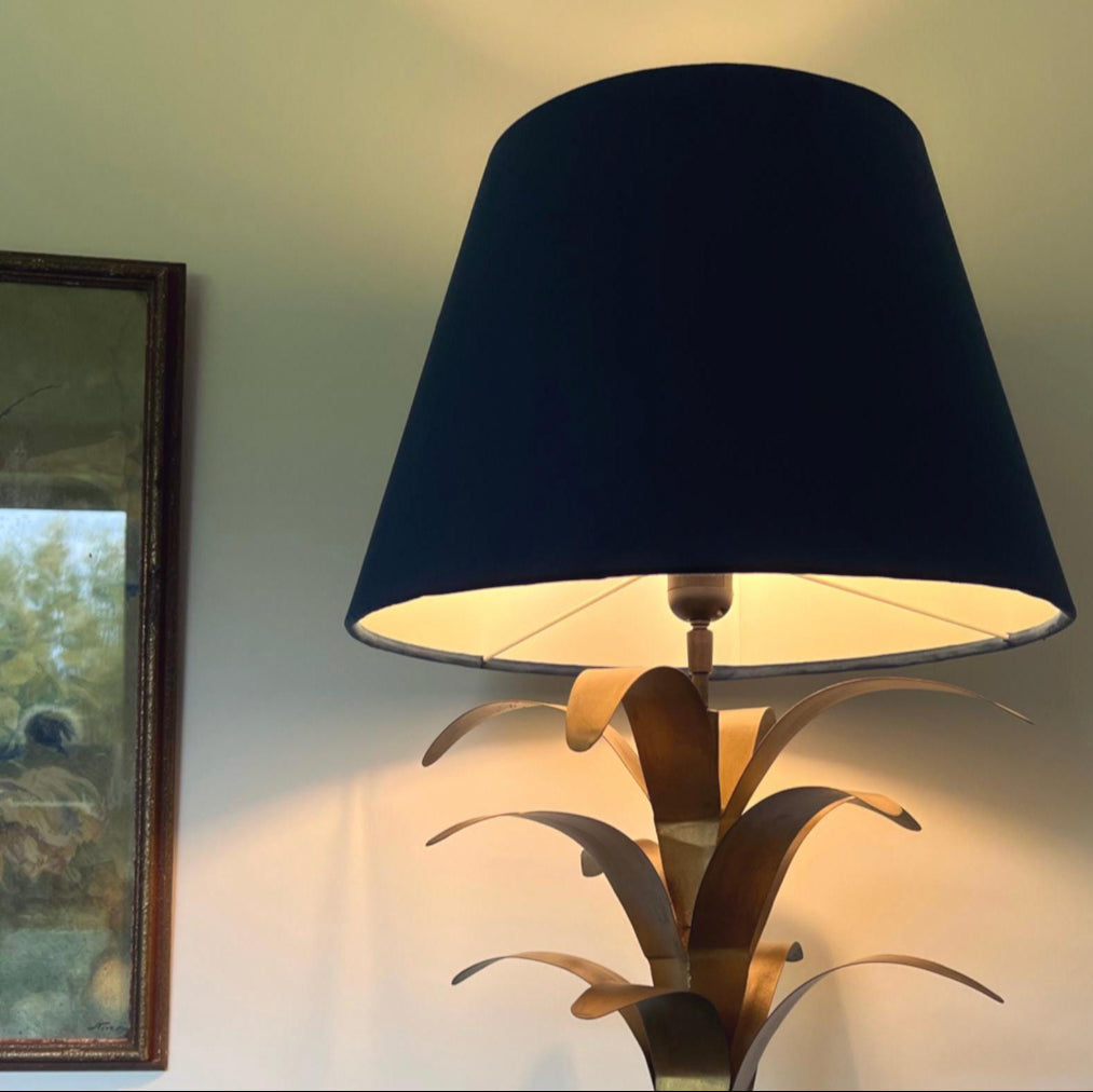 Navy velvet coolie lampshade/ ceiling light shade, empire lampshade