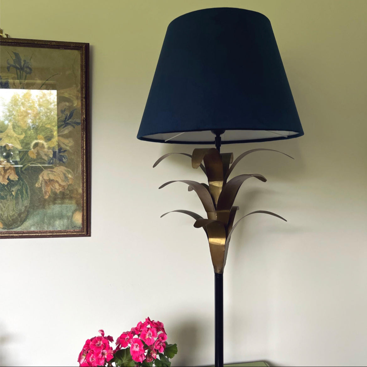 Navy velvet coolie lampshade/ ceiling light shade, empire lampshade