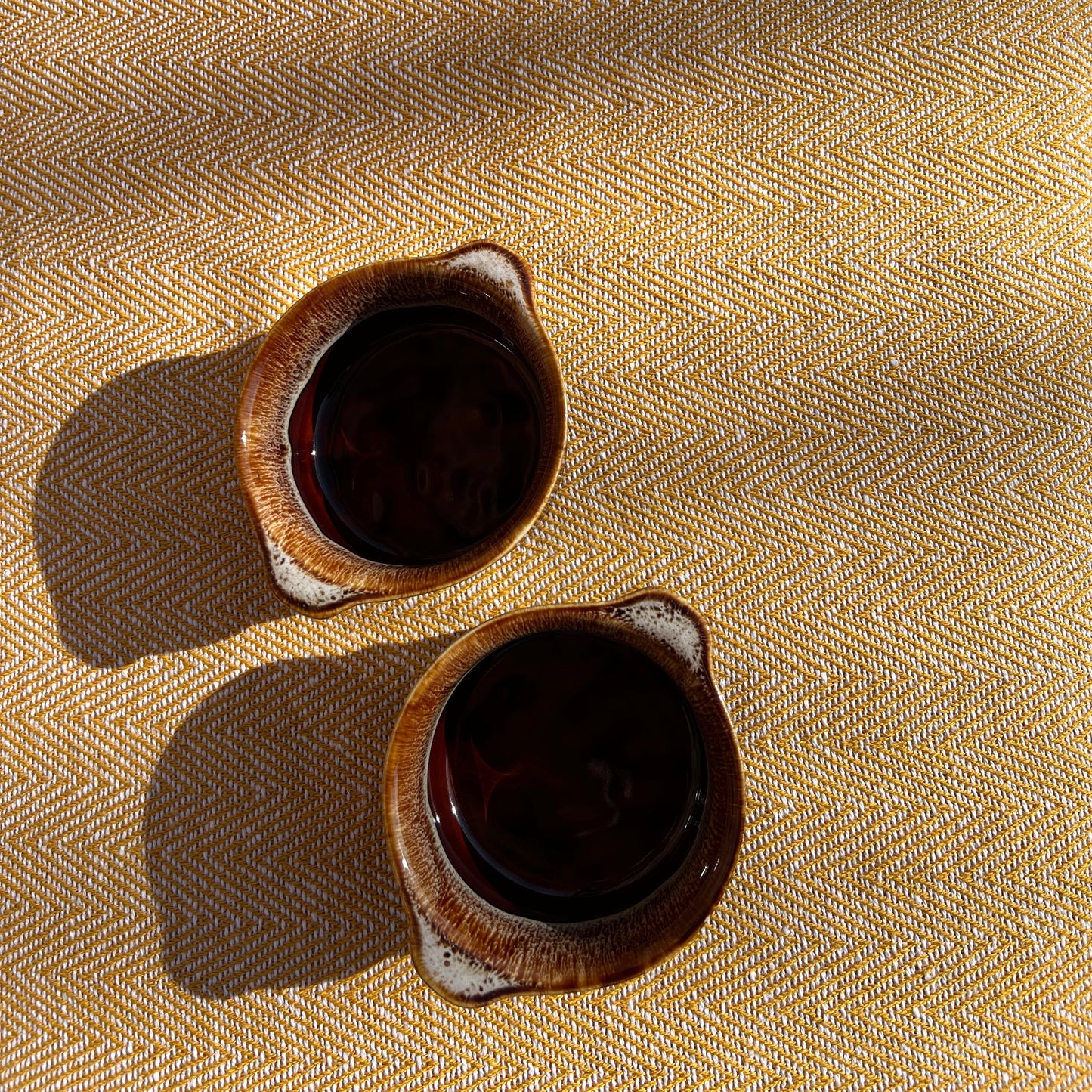 Pair of ceramic drip glaze ramekins