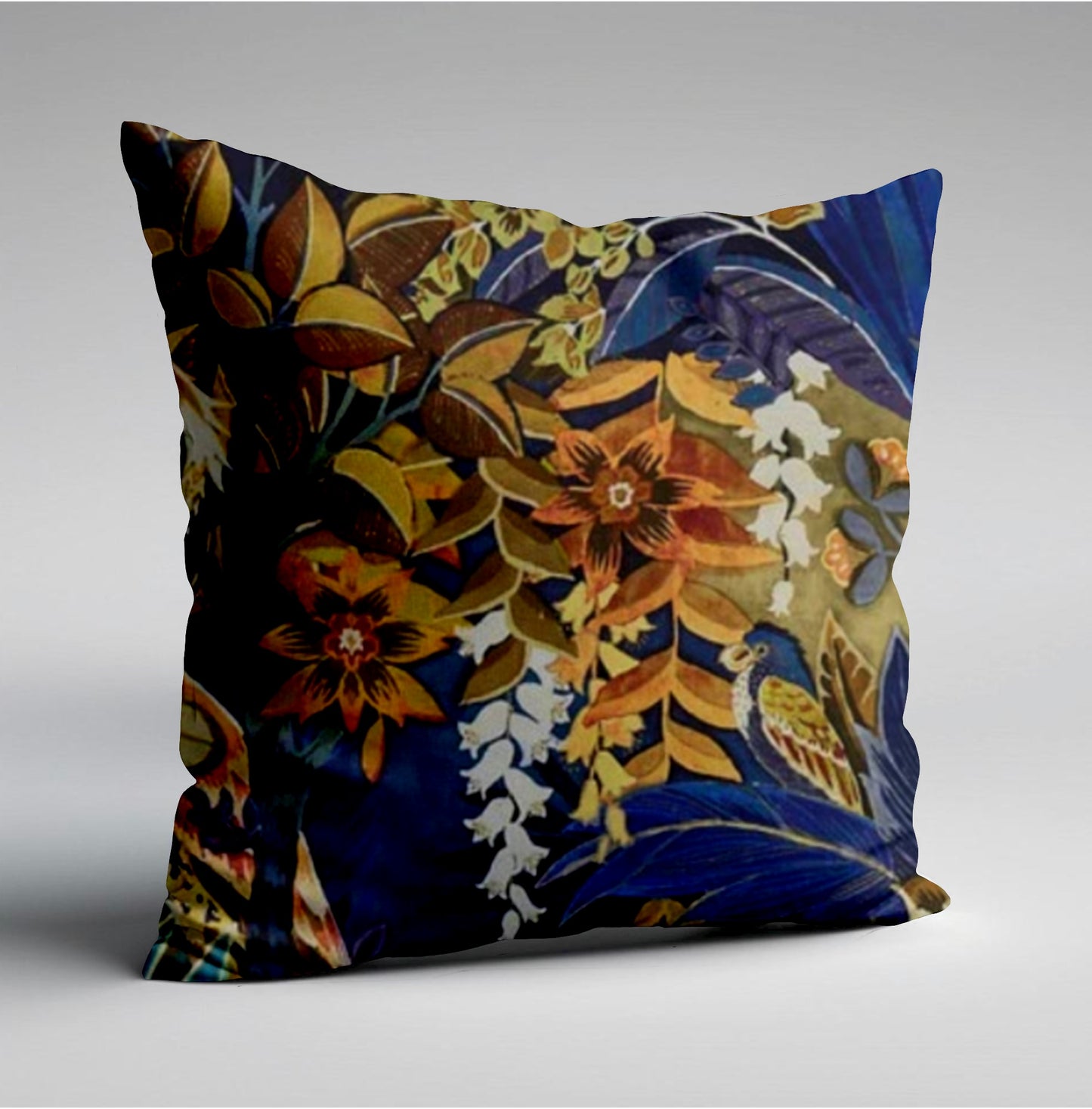 Floral midnight velvet throw cushion