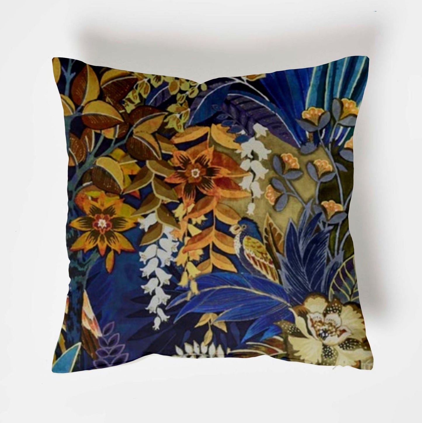 Floral midnight velvet throw cushion