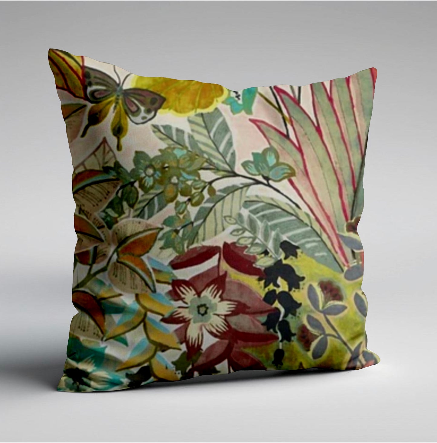 Floral pastel velvet throw cushion