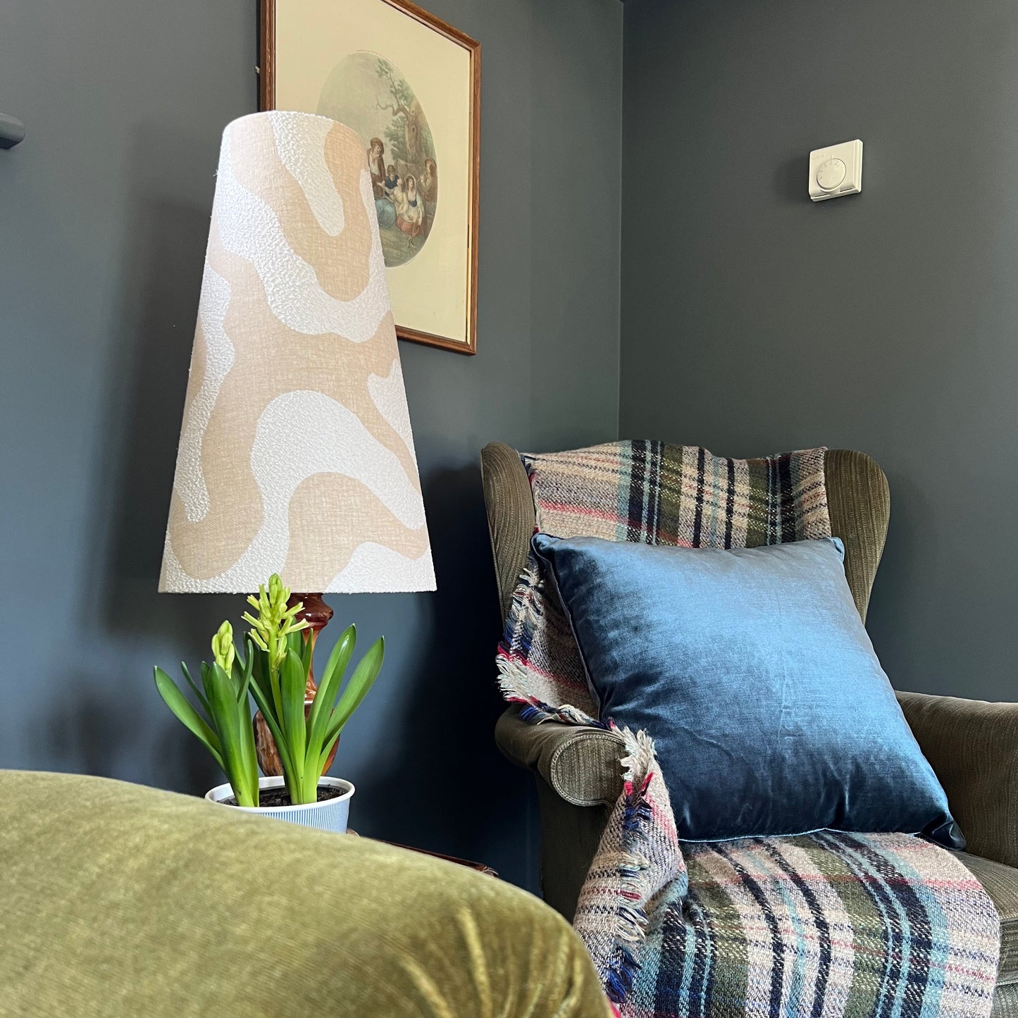 Ecru wiggle cone lampshade, extra tall lampshade