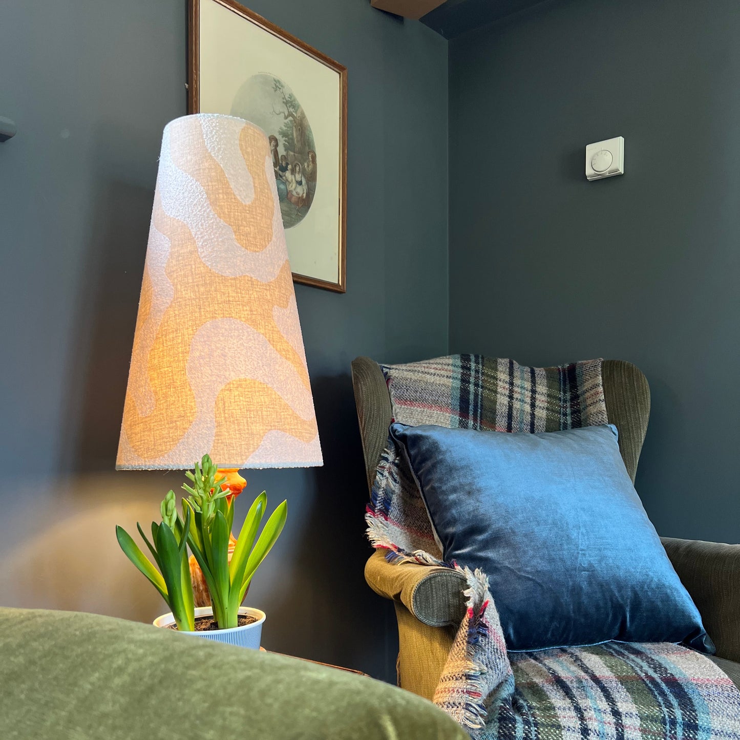 Ecru wiggle cone lampshade, extra tall lampshade