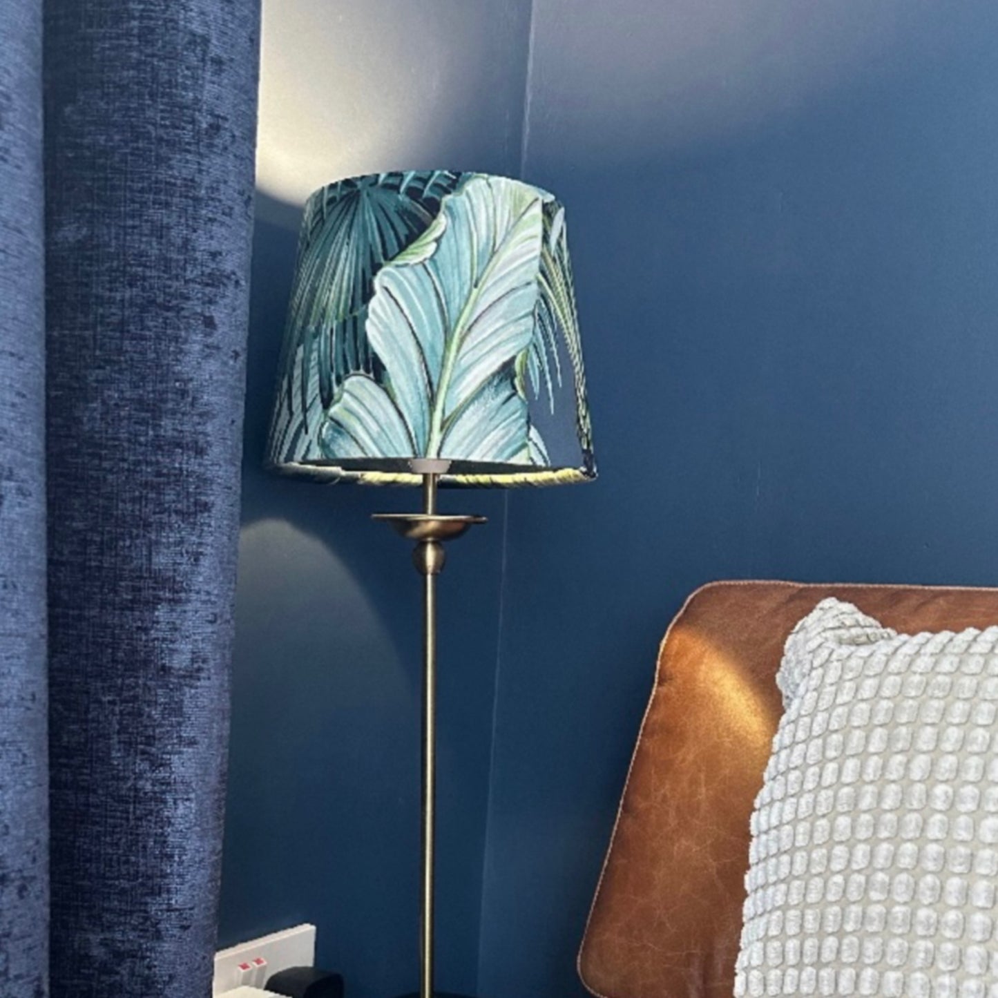 Tripura velvet french drum lampshade/ ceiling light shade, empire lampshade, navy
