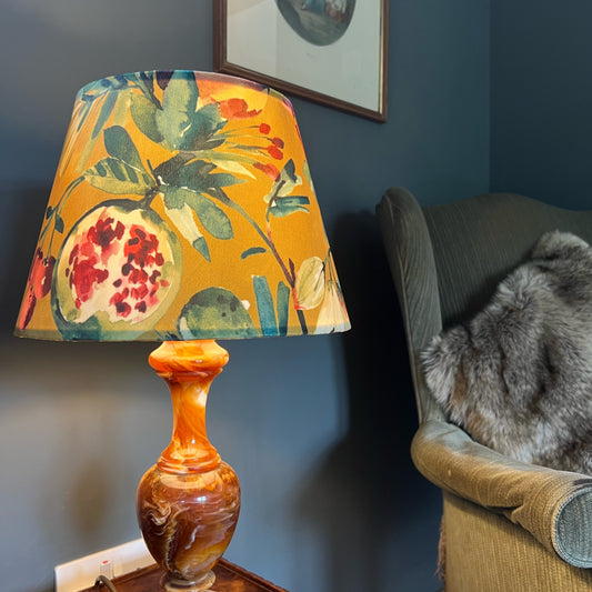 Fruit garden velvet french drum lampshade/ ceiling light shade, empire lampshade, mustard