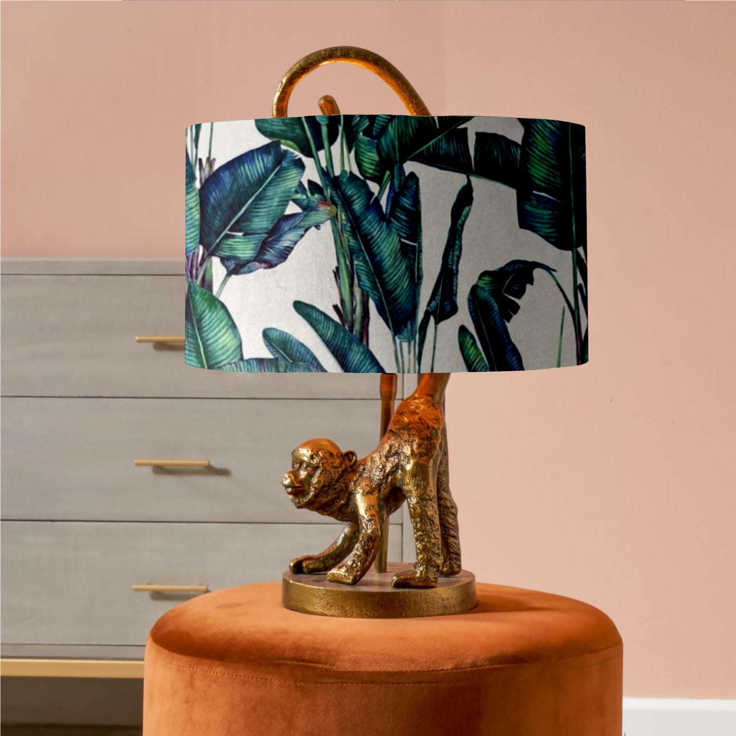 Antique brass monkey table lamp