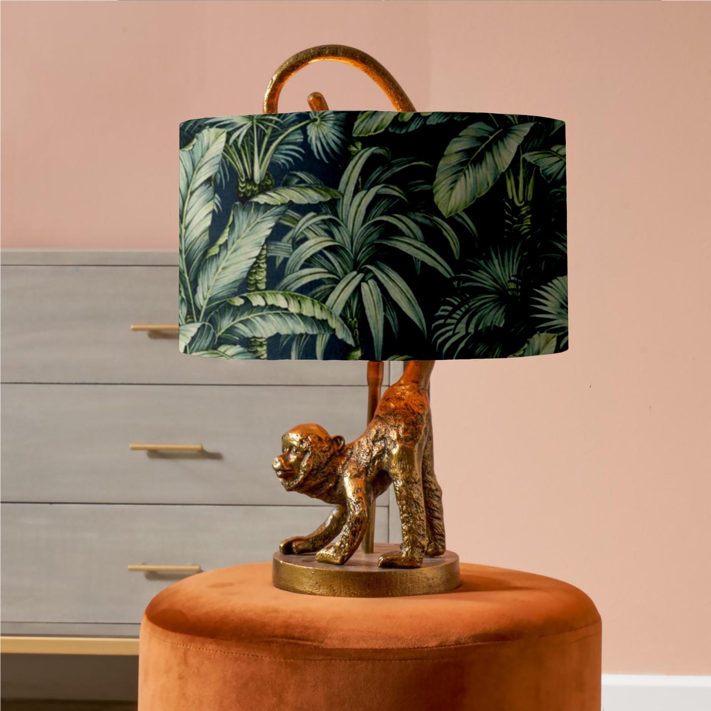 Antique brass monkey table lamp
