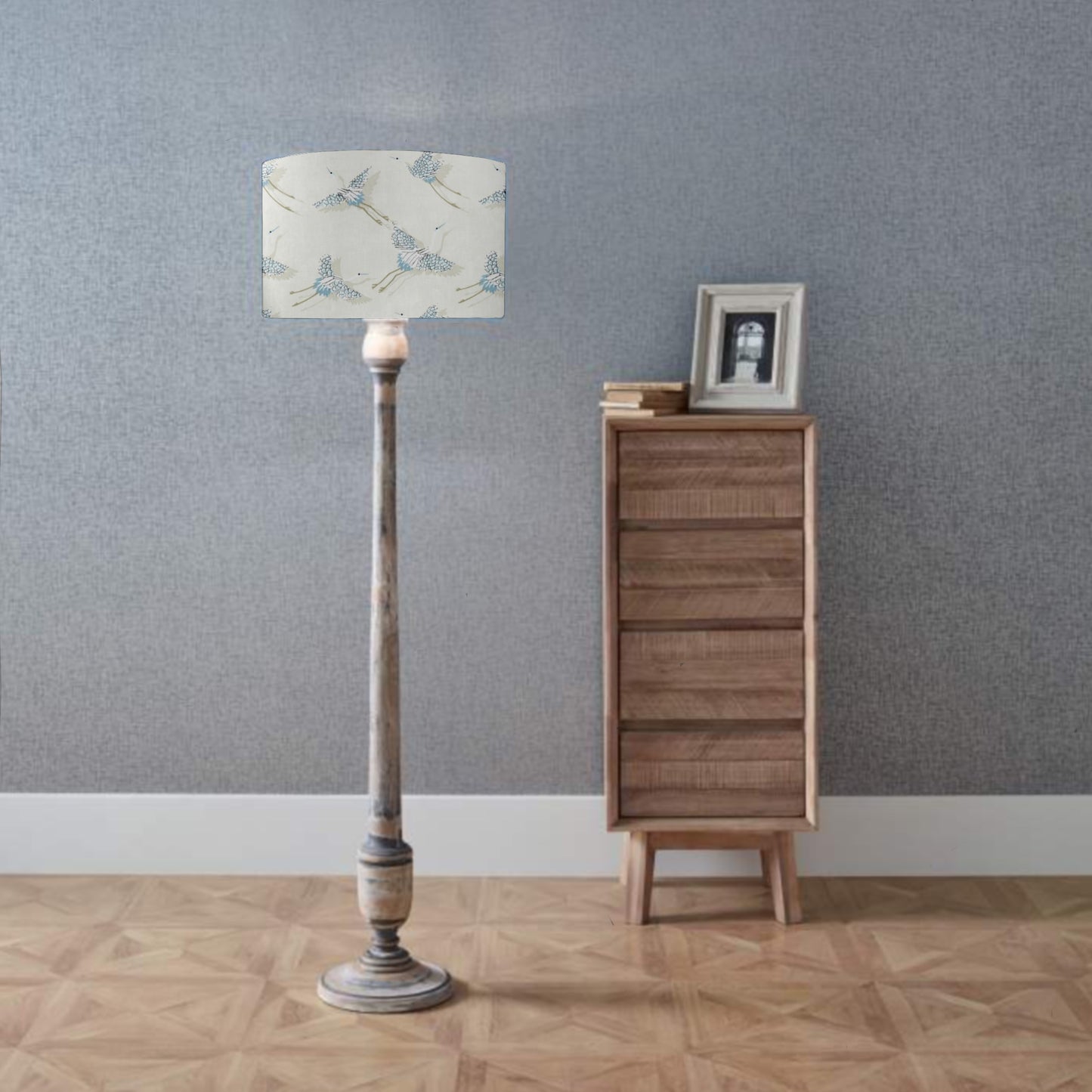 Grey wash, mango wood floor lamp