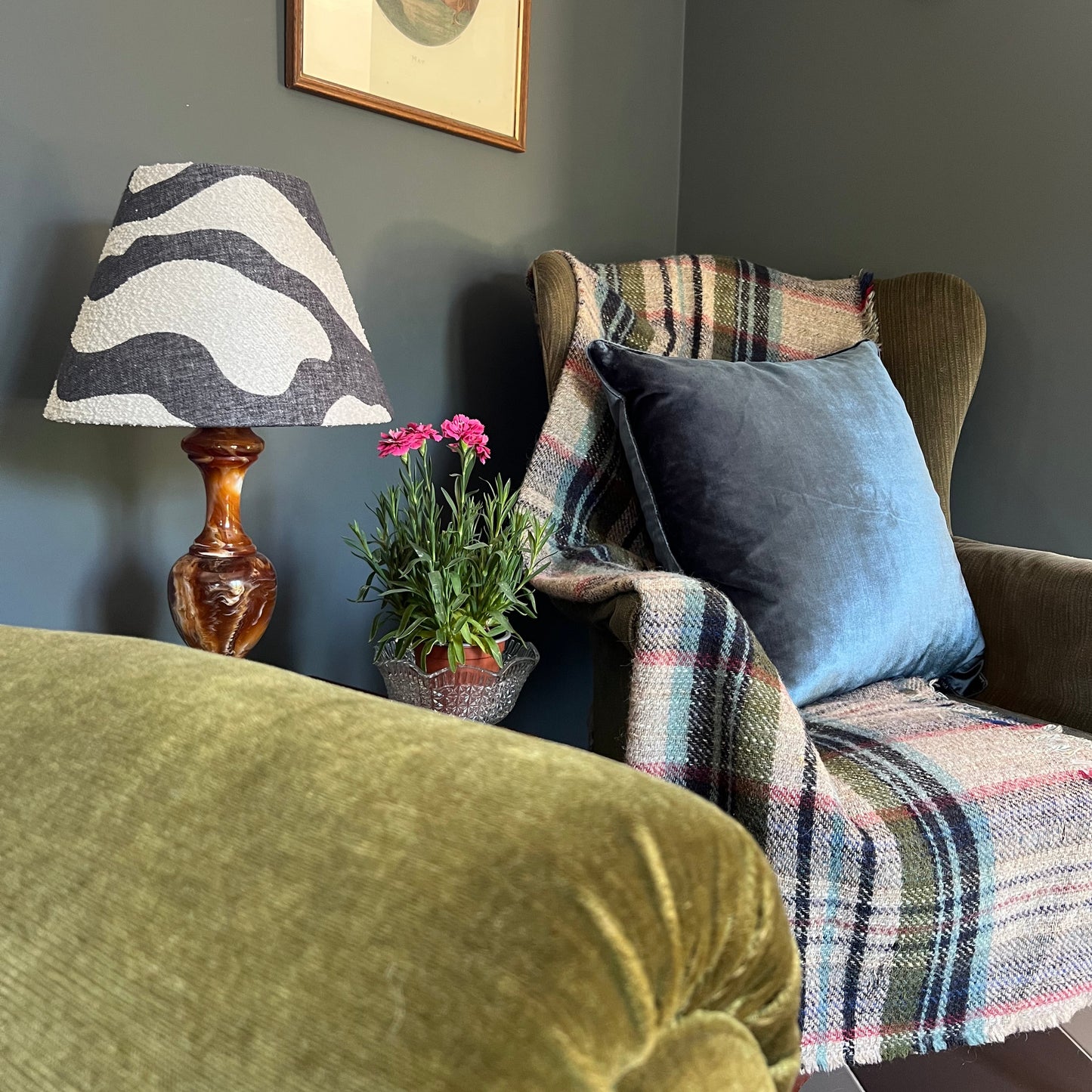Black Wiggle coolie lampshade/ ceiling light shade, empire lampshade