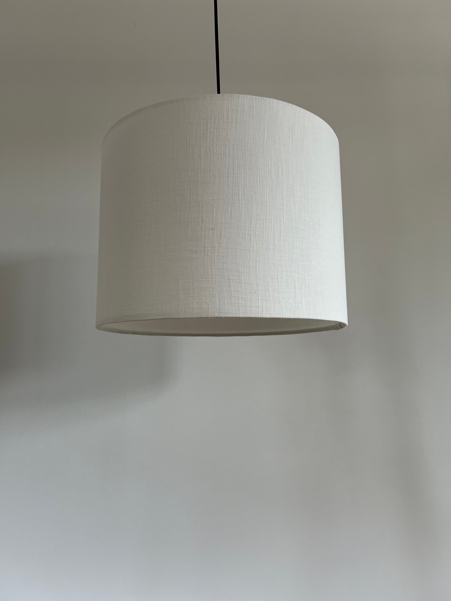Off white linen drum lampshade/ ceiling shade with a white lining