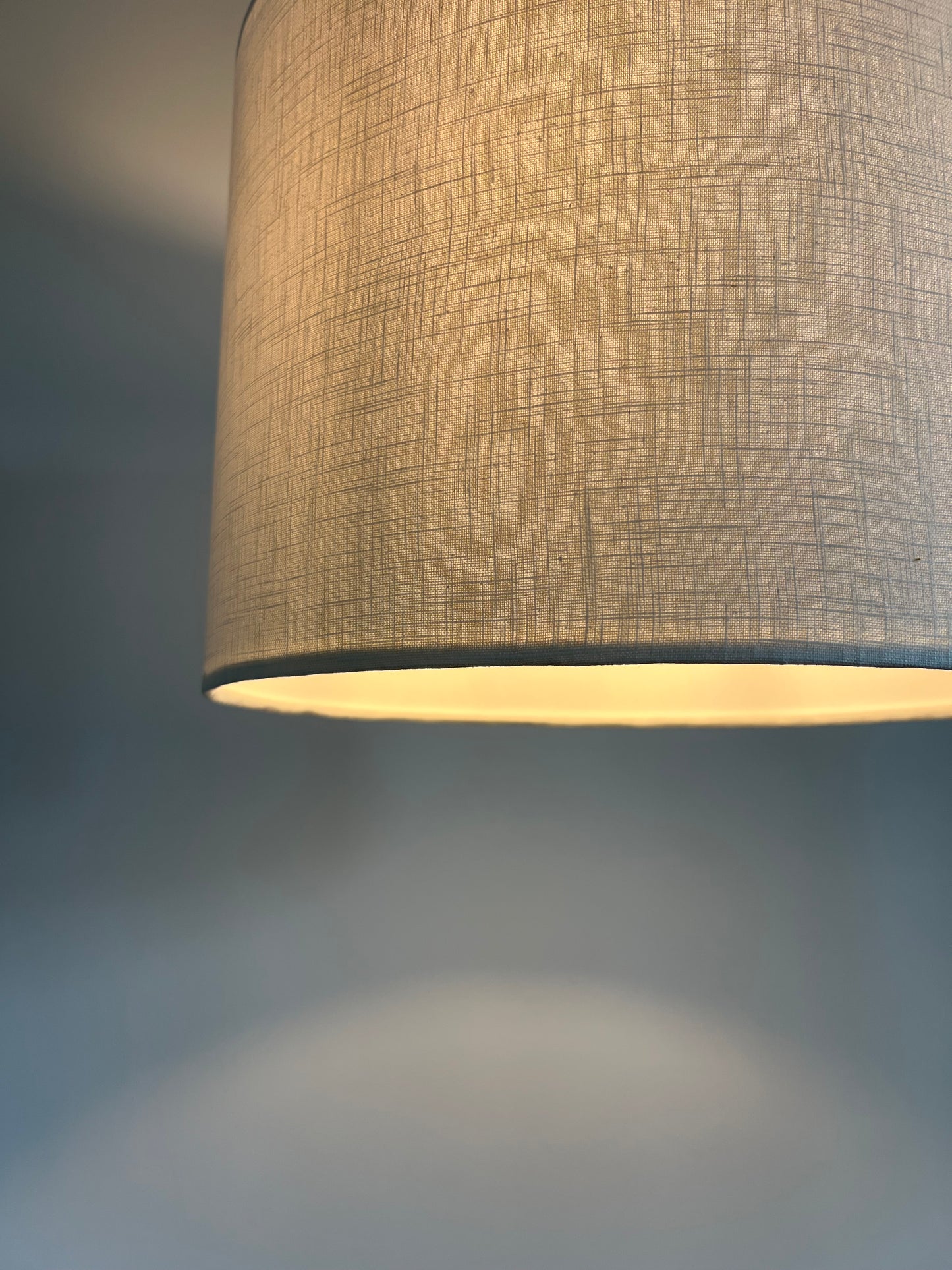 Off white linen drum lampshade/ ceiling shade with a white lining