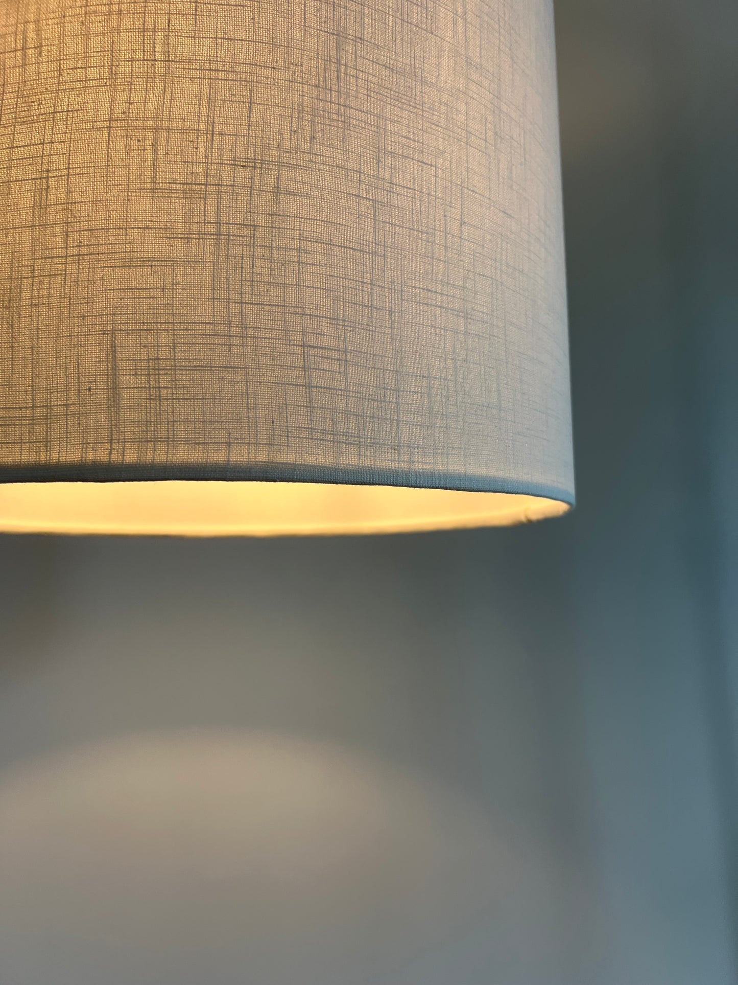 Off white linen drum lampshade/ ceiling shade with a white lining