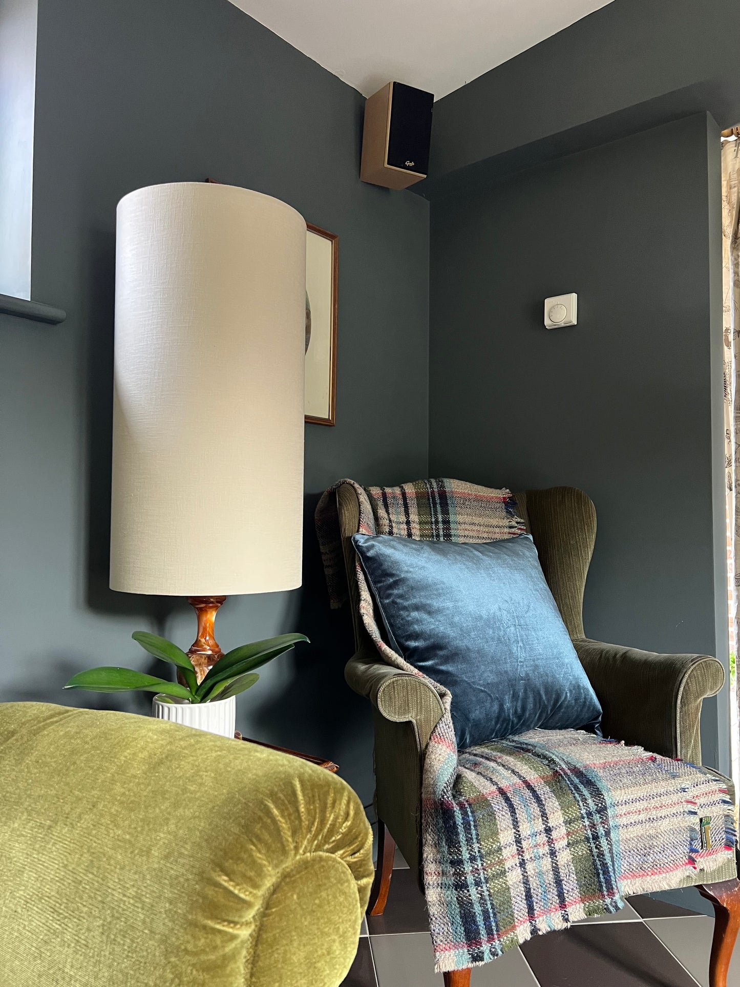 Natural linen cylinder lampshade, extra tall lampshade