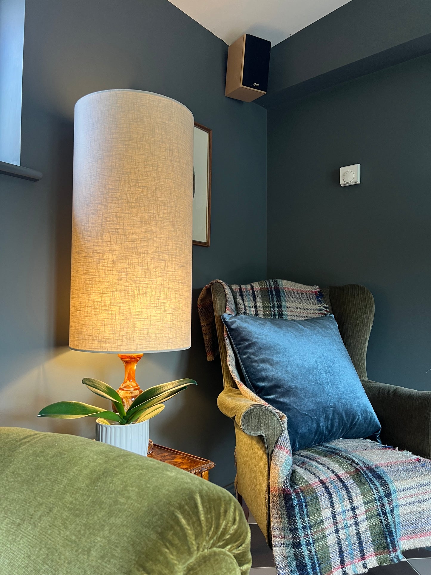 Natural linen cylinder lampshade, extra tall lampshade