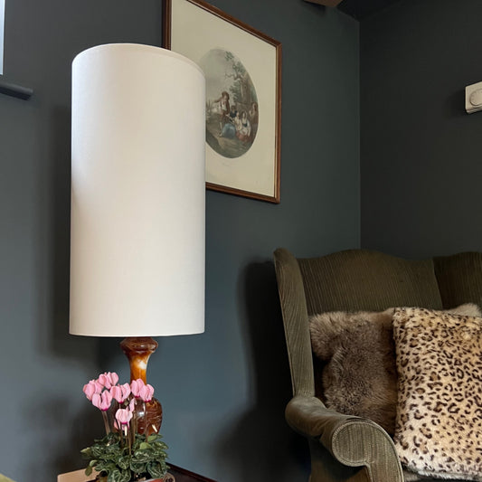 Cream cotton cylinder lampshade, extra tall lampshade