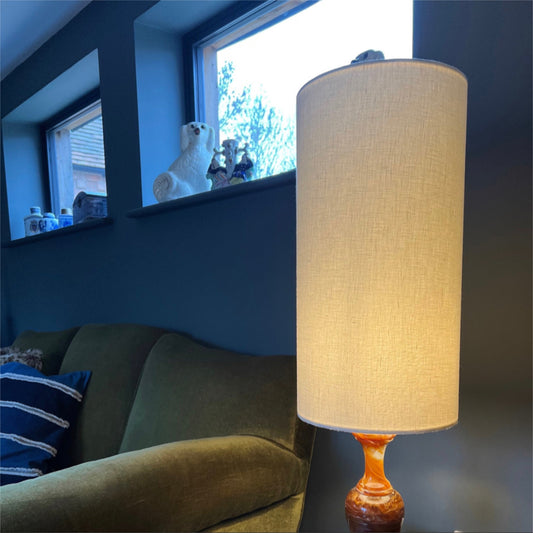 Off white cream linen cylinder lampshade, extra tall lampshade