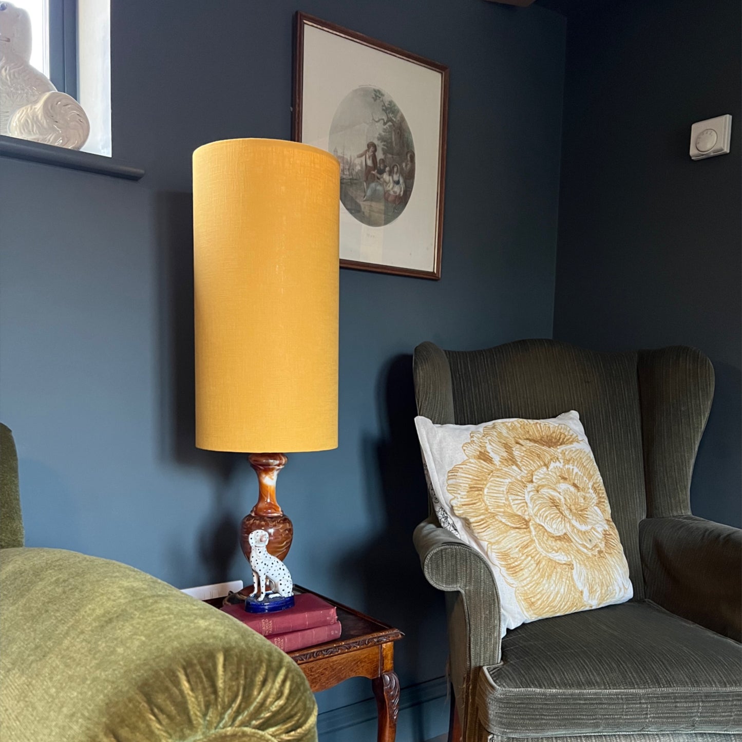 Sunny Yellow cotton cylinder lampshade, extra tall lampshade