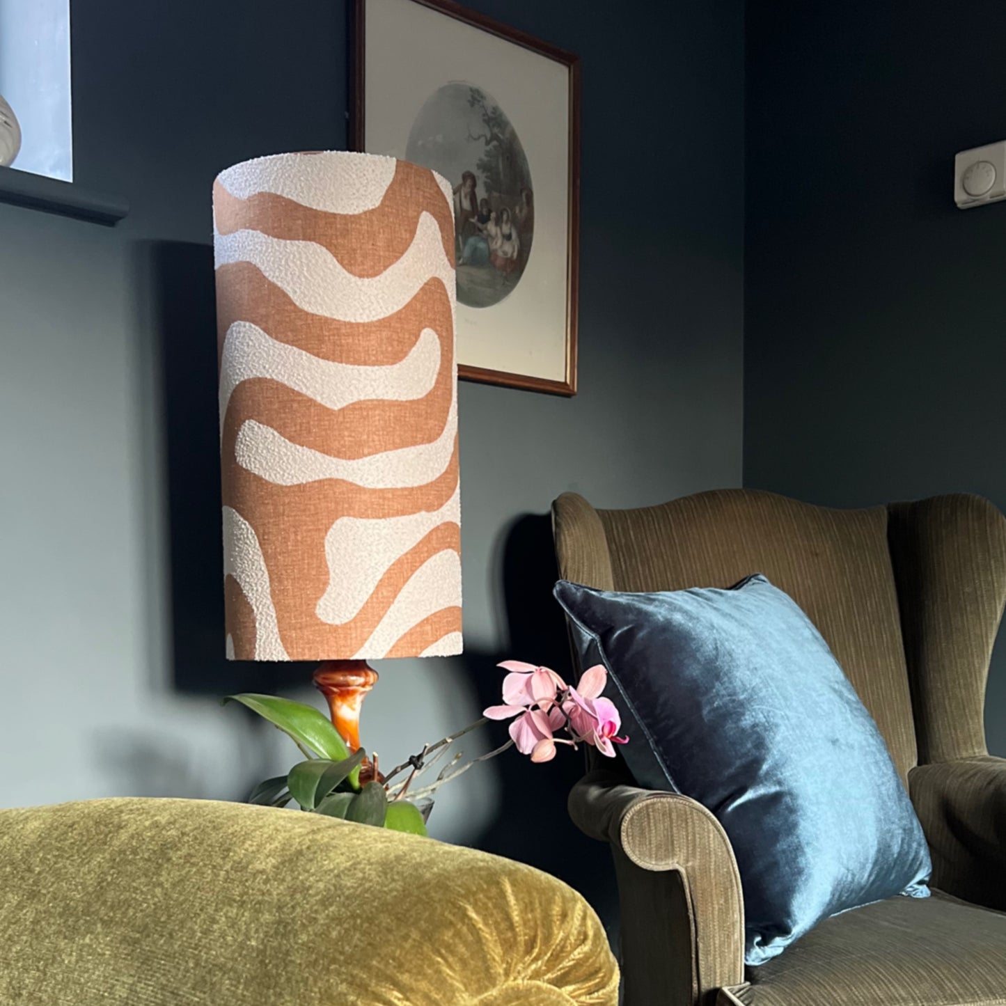 Sandstone Wiggle cylinder lampshade, extra tall lampshade