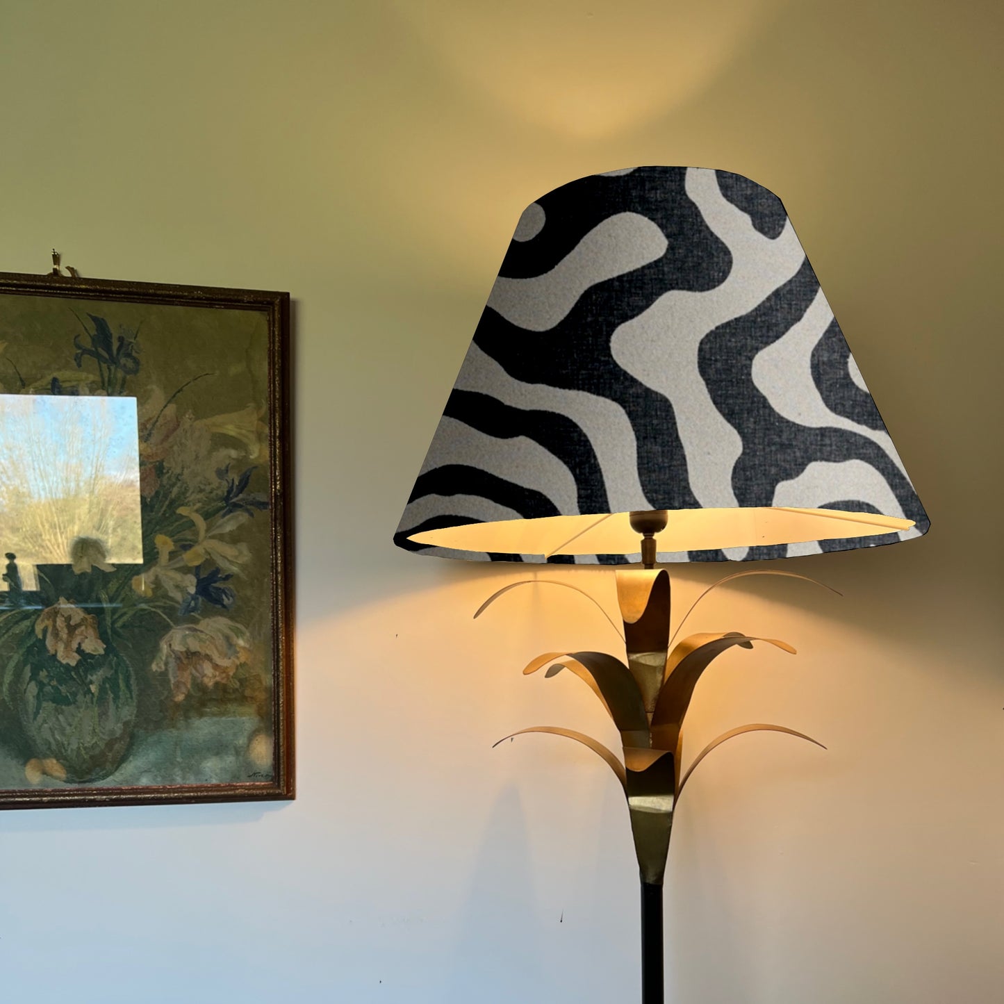 Black Wiggle coolie lampshade/ ceiling light shade, empire lampshade