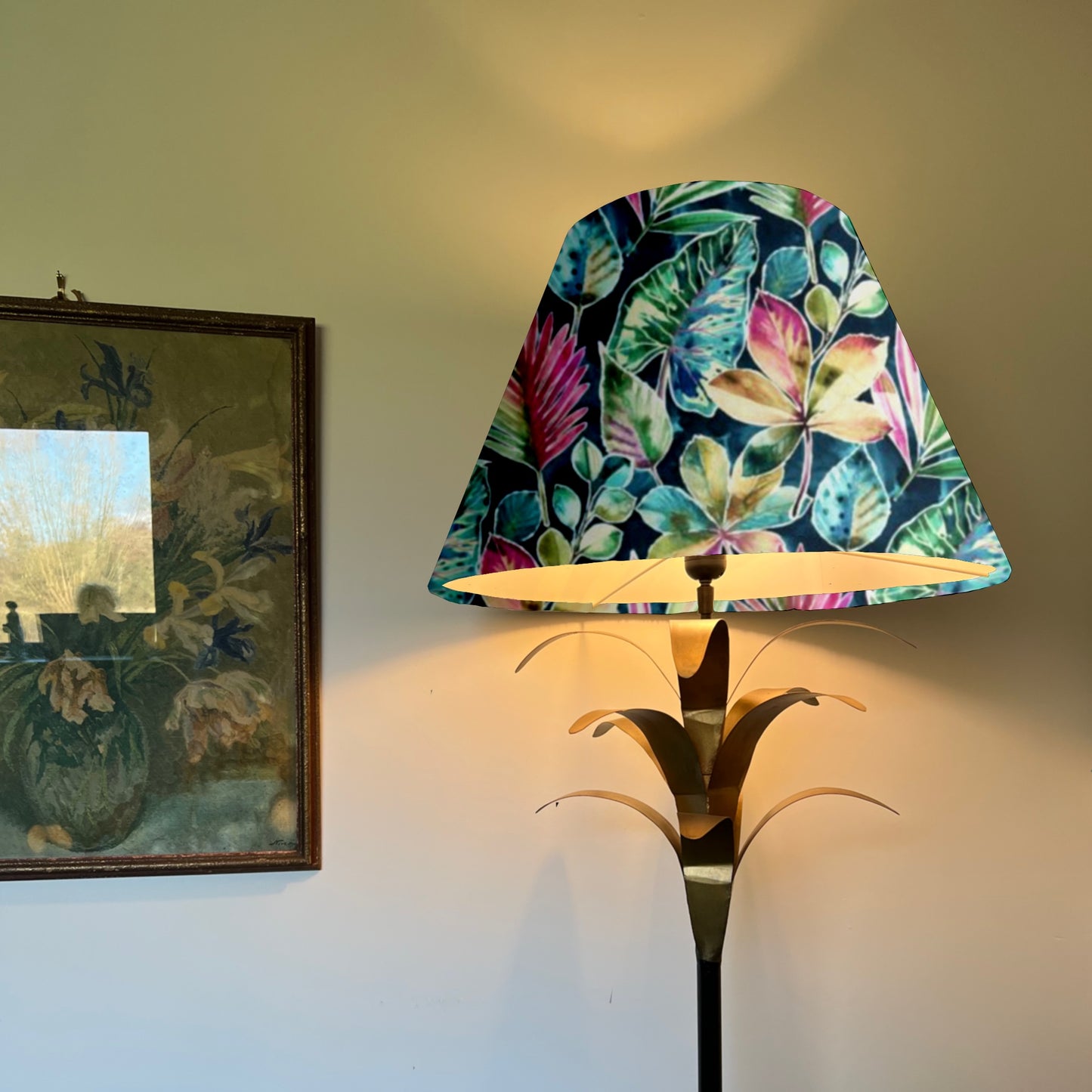 Rainforest velvet, multicoloured coolie lampshade/ ceiling light shade, empire lampshade