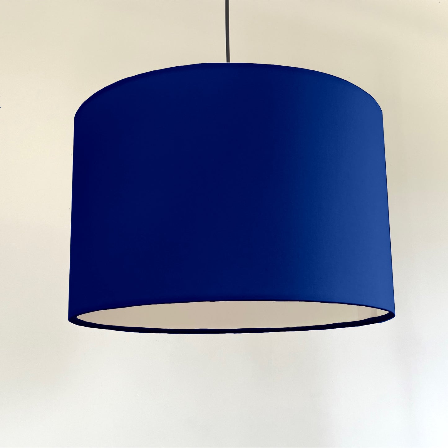 Royal blue cotton drum lampshade/ ceiling shade with a white lining