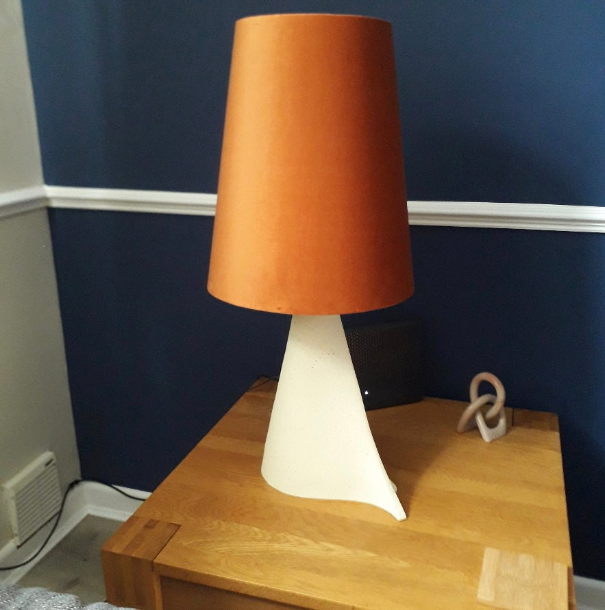 Burnt orange Velvet cone lampshade, extra tall lampshade