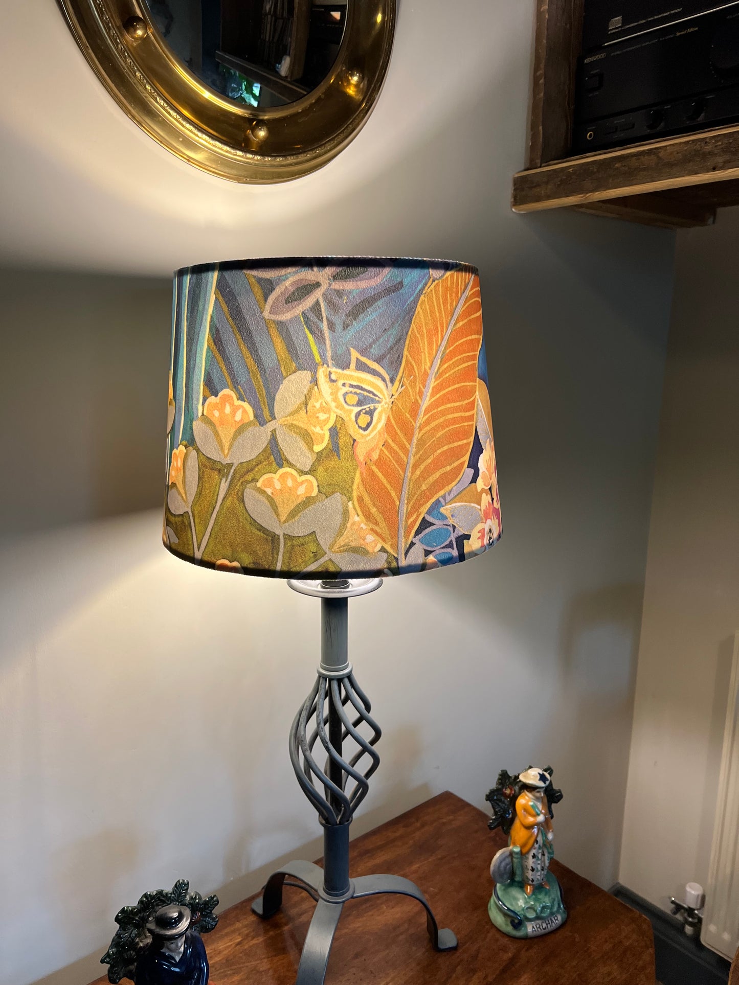 Floral midnight velvet french drum lampshade/ ceiling light shade, empire lampshade