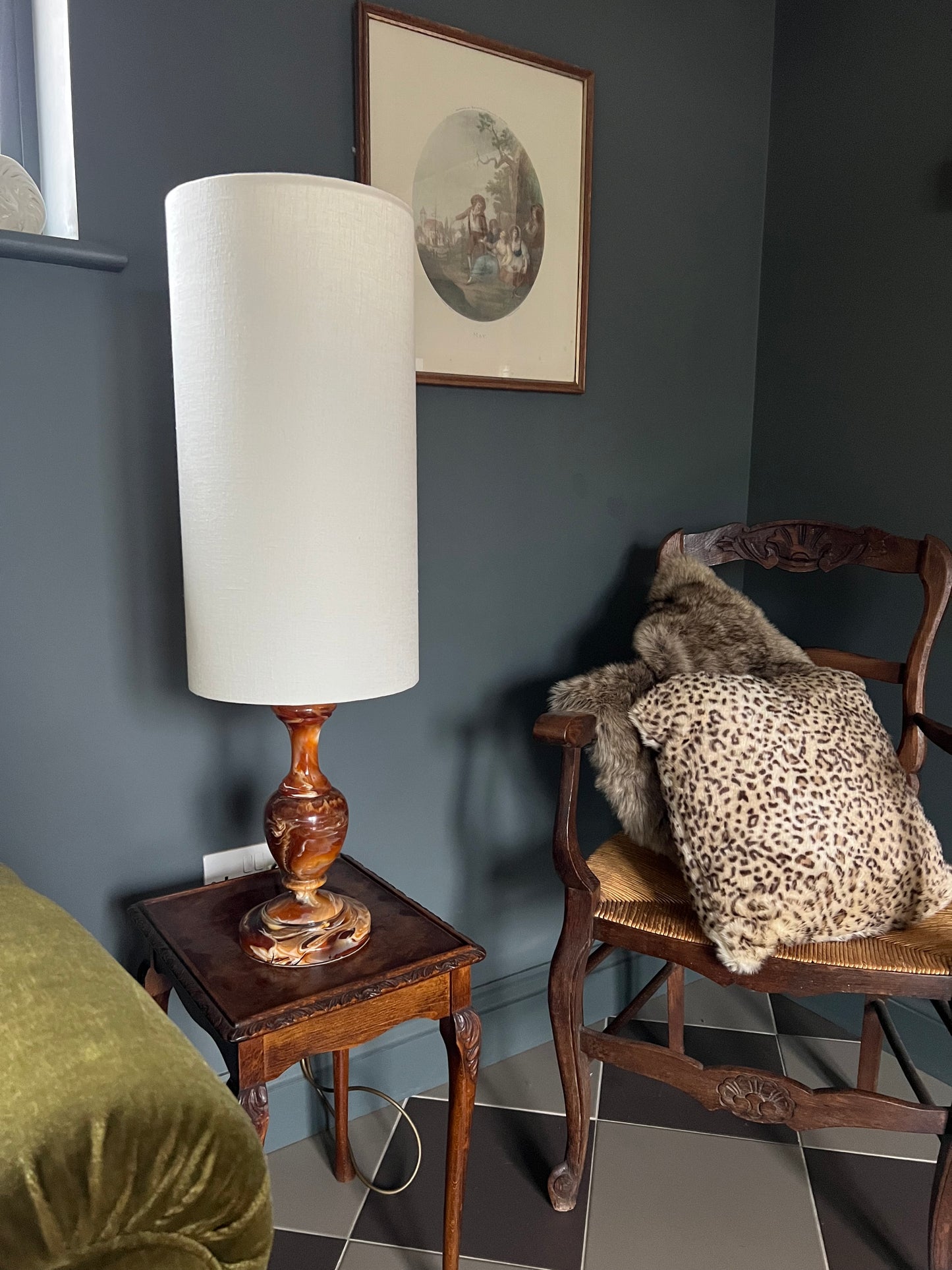 Cream cotton cylinder lampshade, extra tall lampshade