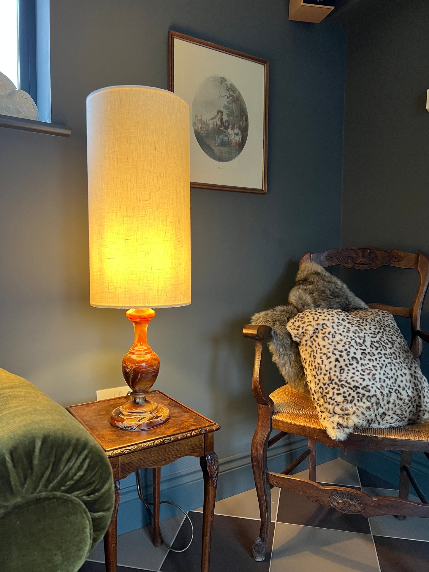 Cream cotton cylinder lampshade, extra tall lampshade
