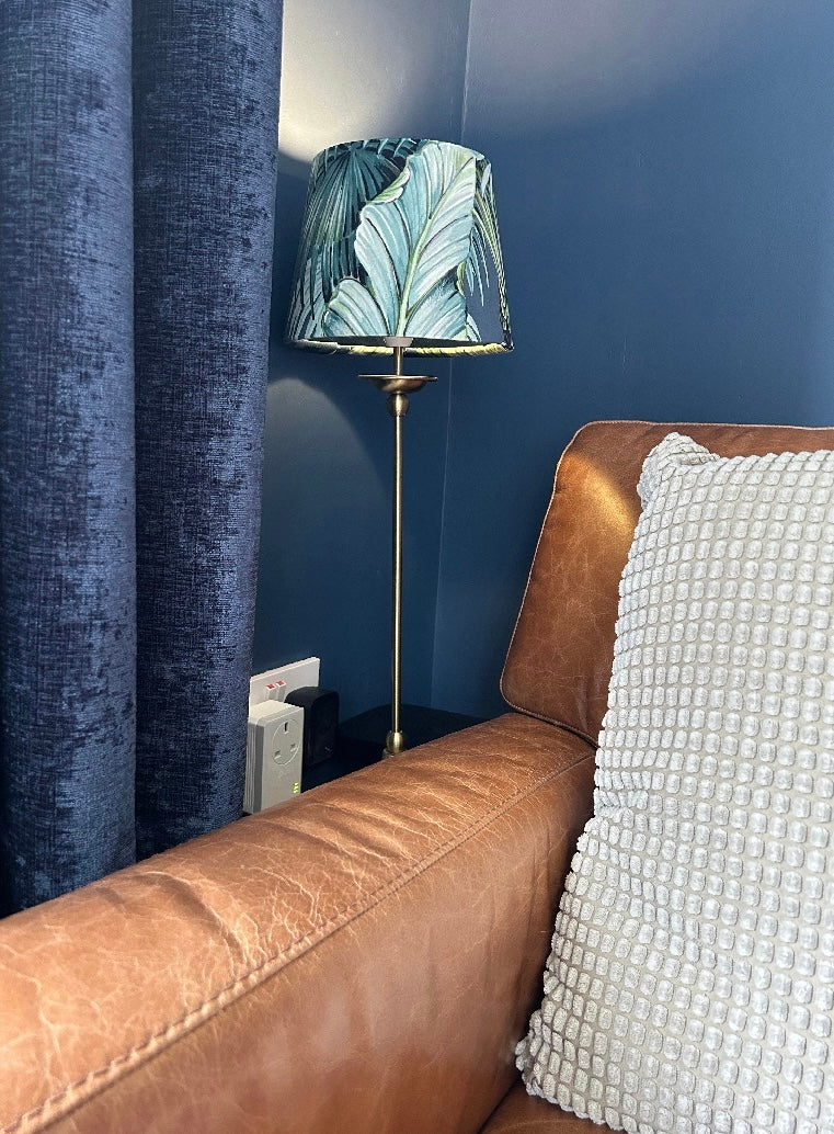 Tripura velvet french drum lampshade/ ceiling light shade, empire lampshade, navy