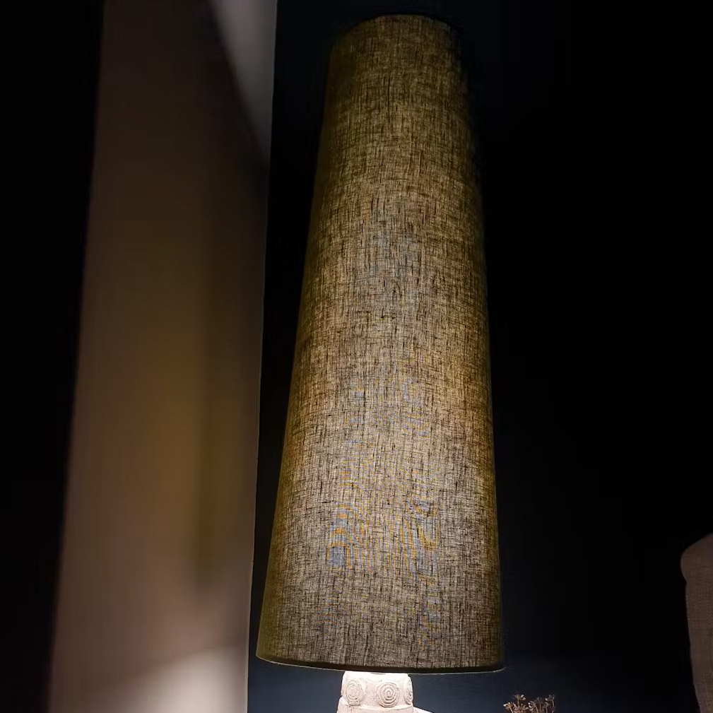 Olive green linen cone lampshade, extra tall lampshade