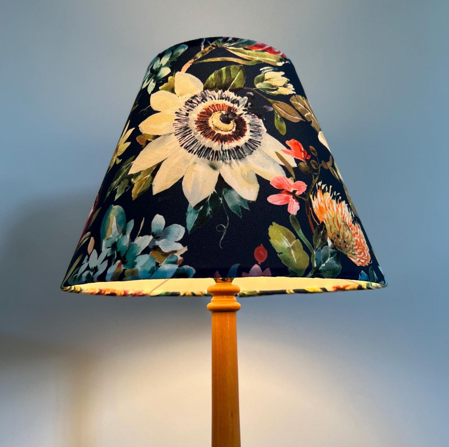 Floral summer garden velvet coolie lampshade/ ceiling light shade, empire lampshade, midnight