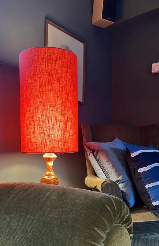 Rust linen cylinder lampshade, extra tall lampshade