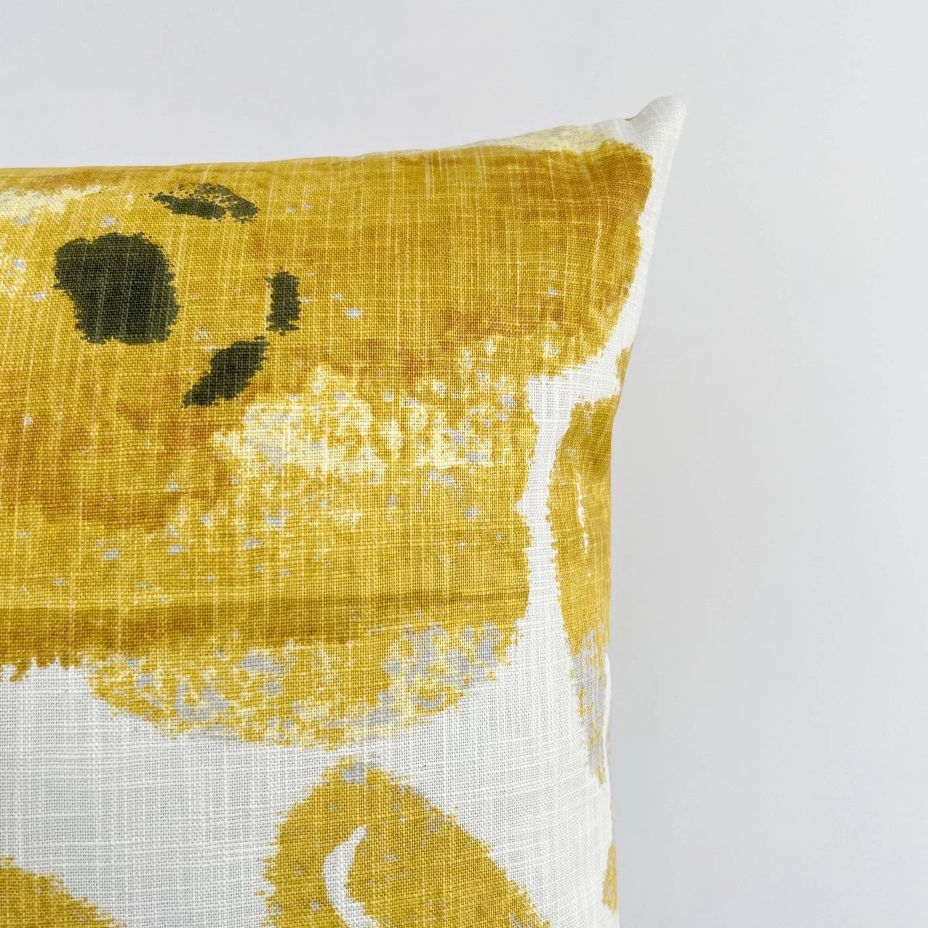 Ochre floral cotton cushion, scatter cushions