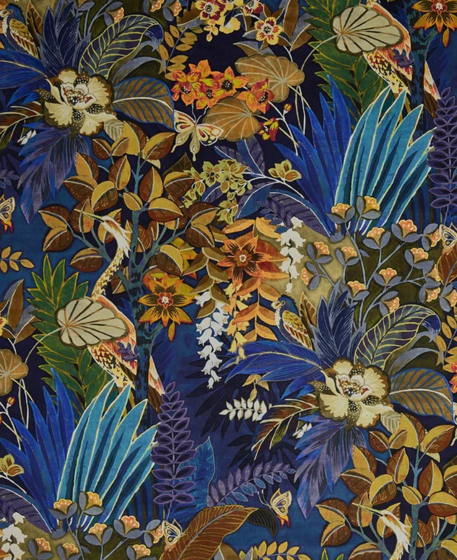 Floral midnight velvet throw cushion