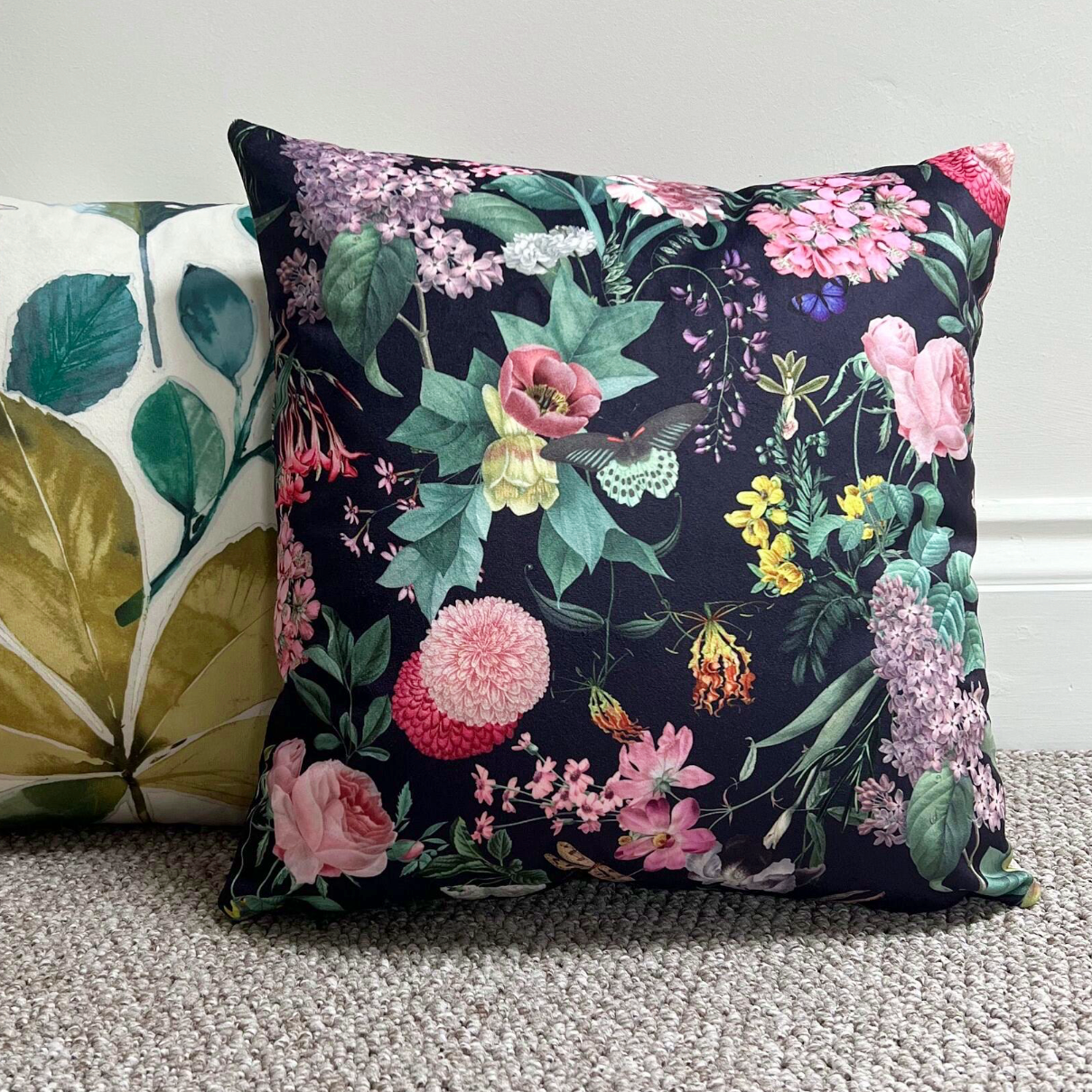 Butterfly floral velvet throw cushion, scatter cushions