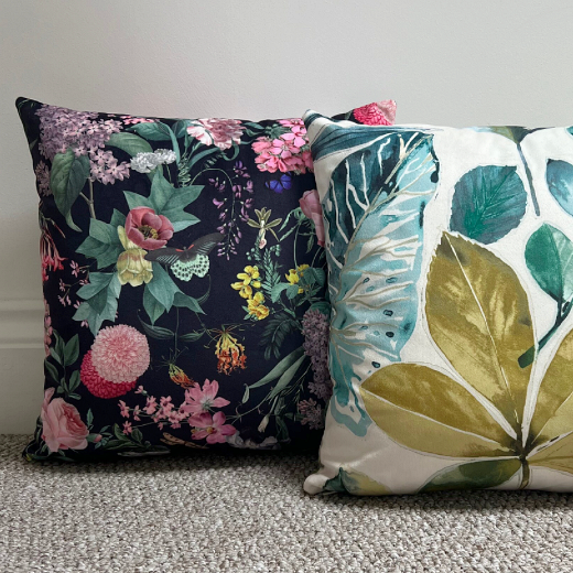 Butterfly floral velvet throw cushion, scatter cushions