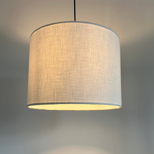 Off white linen drum lampshade/ ceiling shade with a white lining