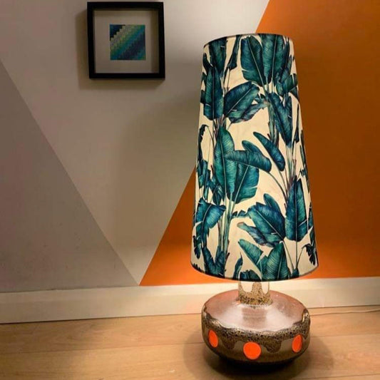 Leaves velvet cone lampshade, extra tall lampshade, white