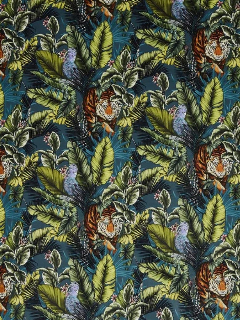 Bengal tiger velvet, drum lampshade /ceiling shade with a white lining