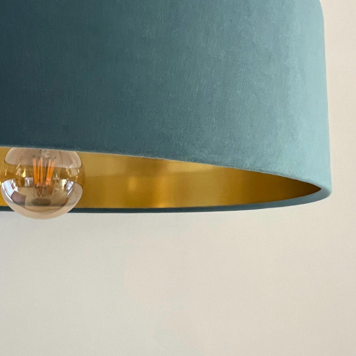 Slim Teal Velvet Ceiling Light Shade: Metallic Lined Extra Large Drum